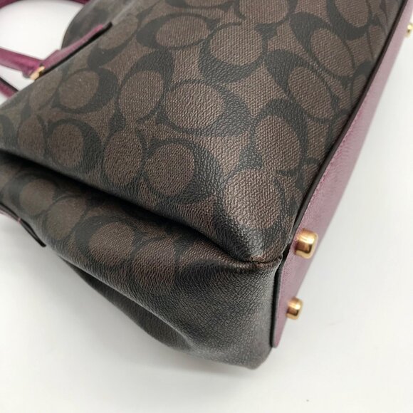 Coach Brown And Purple Monogram Convertible Satchel Bag F73292 - Picture 7 of 11
